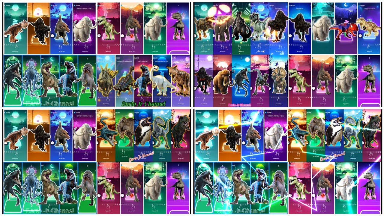 🦖 Long Play: Indominus Rex vs Indoraptor vs Velociraptor vs Spinosaurus | Tiles Hop Gameplay