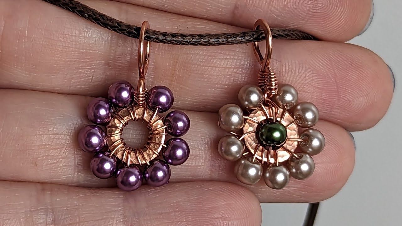Copper Washer Flower Beaded Pendant Wire Wrapping Tutorial