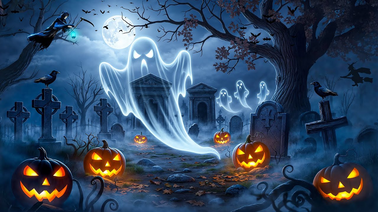 24/7 Relaxing Halloween Ambience 🎃👻 Haunted Graveyard Halloween 🪦🦇 Spooky Sounds, Halloween Ambience