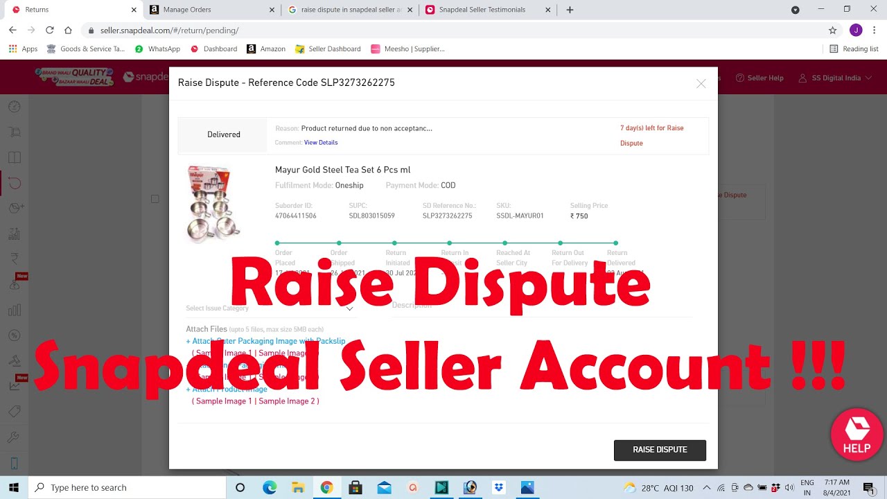 Raise Dispute in Snapdeal Seller Account !!!