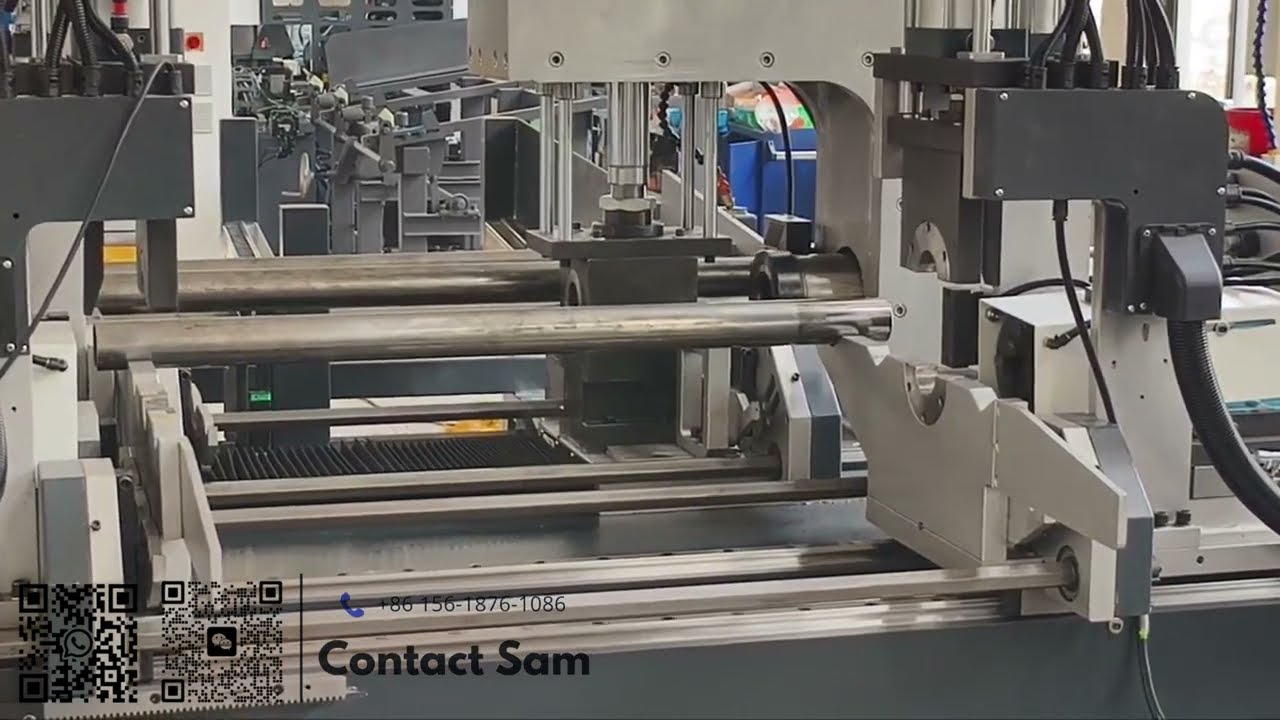 Automatic single head shrinking and double head chamfering machine