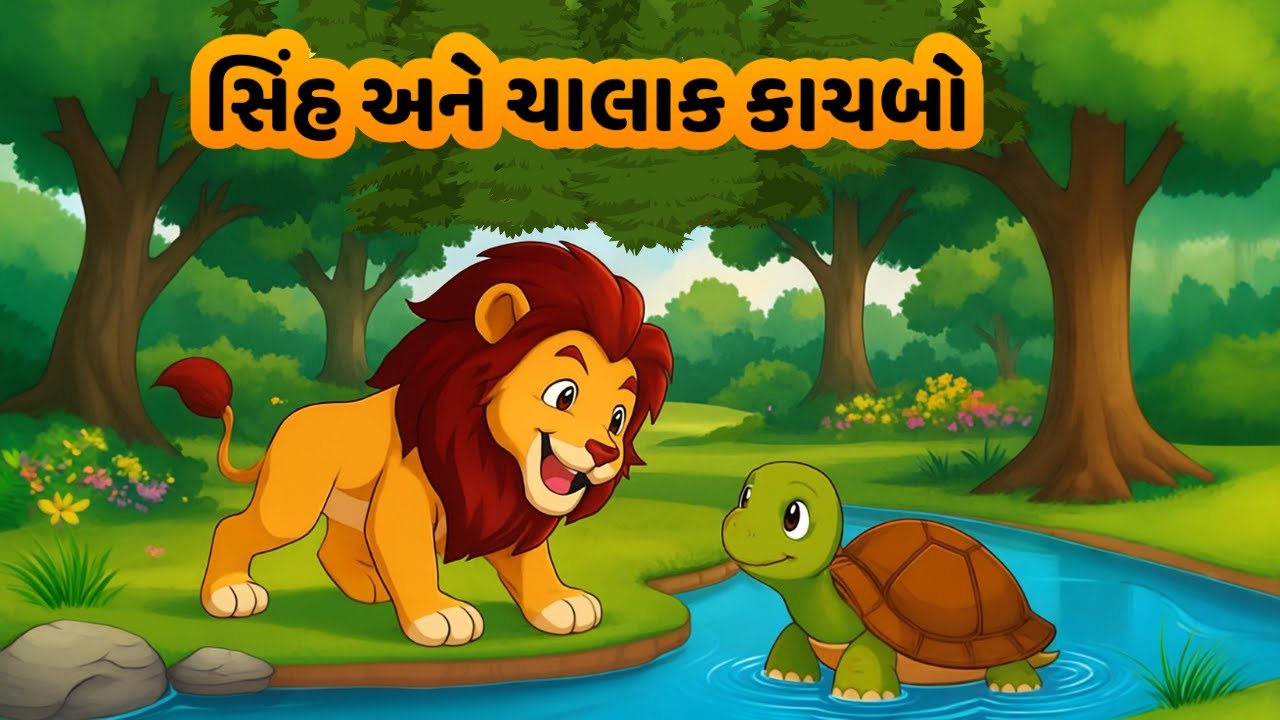 સિંહ અને ચાલાક કાચબો | sinh ane chalak kachbo | Gujarati bal varta | The lion Story