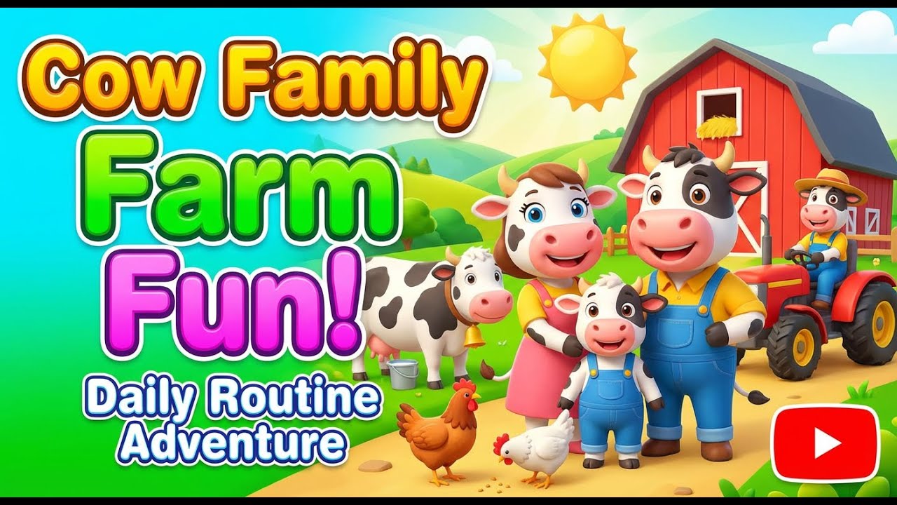 A Happy Day with the Cow Family 🐄 | Repeated for Kids #CartoonForKids #FarmAnimals #3DAnimation
