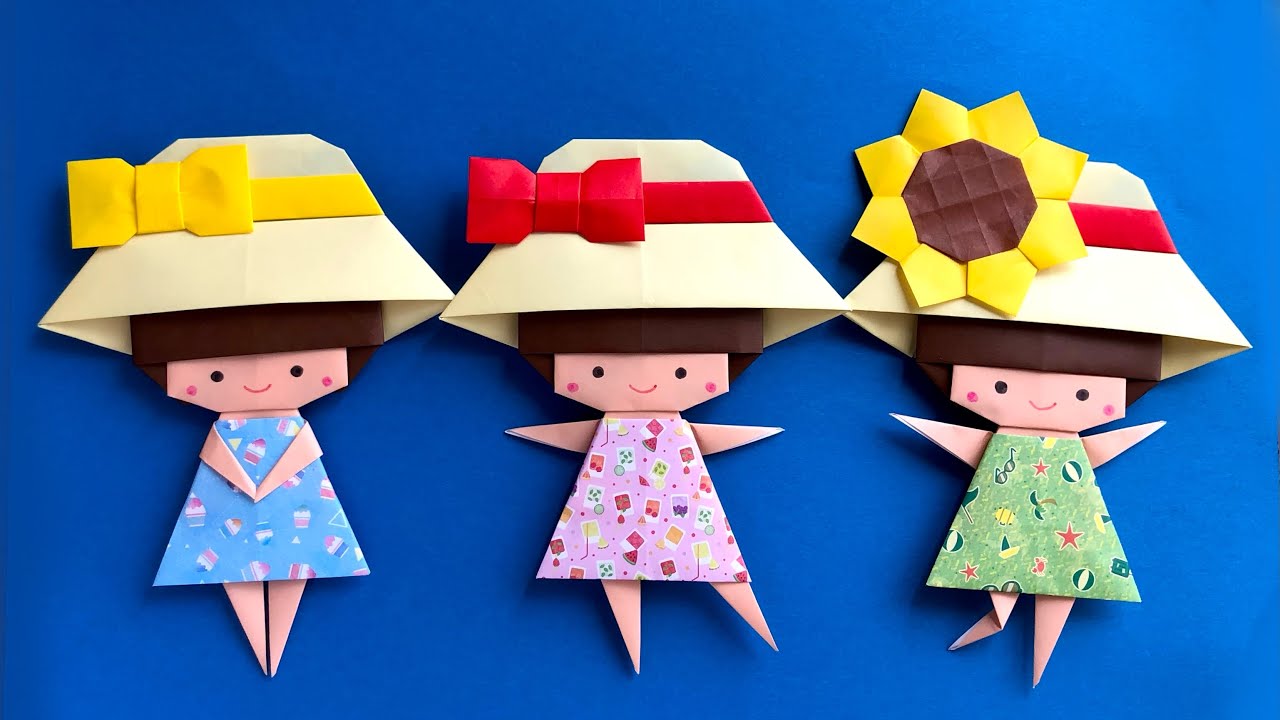 【折り紙】麦わら帽子をかぶった女の子の作り方