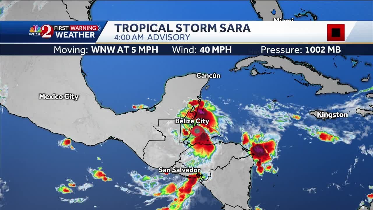 Tropical Storm Sara moving across Central America; Remnants expected to bring rain to Florida