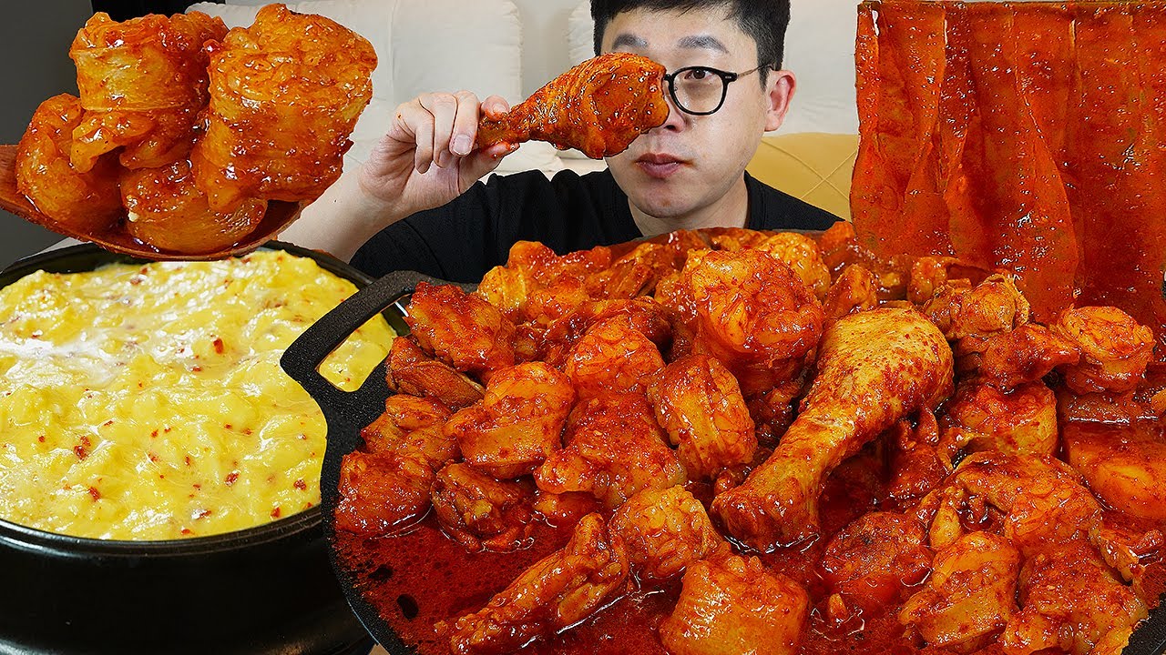 ASMR MUKBANGㅣSpicy Intestine With Braised Chicken & Steamed EggsㅣEATING SHOW