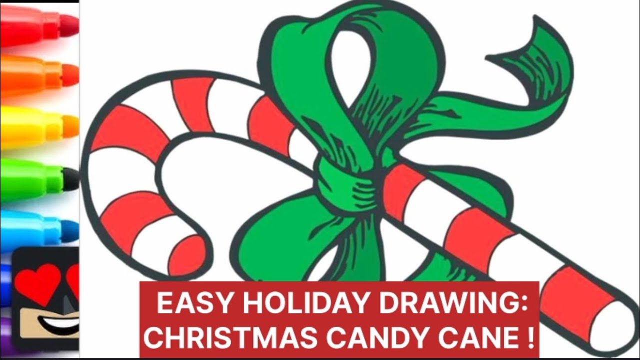 Christmas Candy Cane Drawing Tutorial | Simple Step by Step