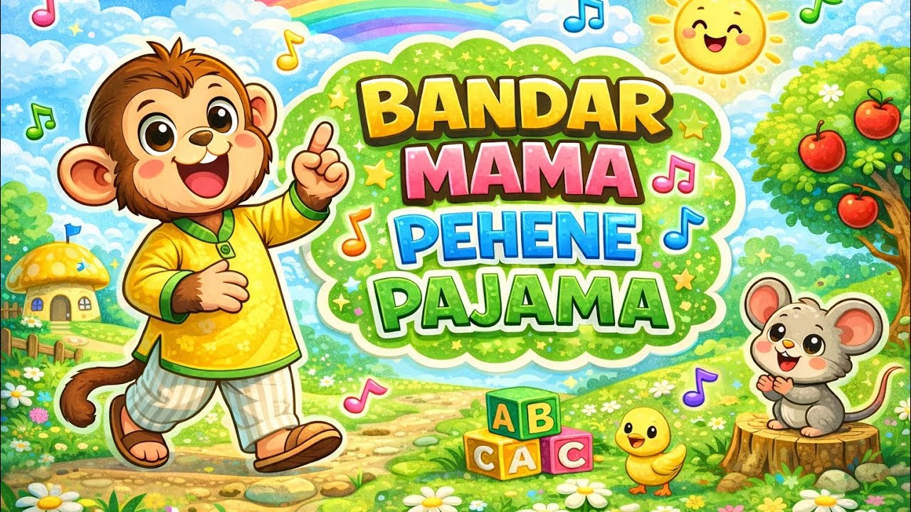 Bandar Mama Pehene Pajama 🐒🎵 | Hindi Nursery Rhyme for Kids | Fun Rhymes
