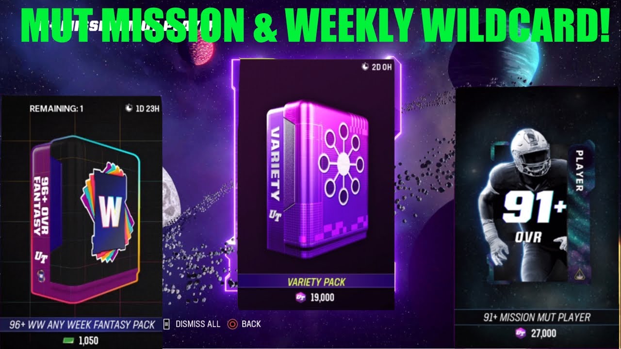 WEEKLY WILDCARD 96+ FANTASY & MUT MISSION 91+ TRAINING VARIETY PACK, Madden 23 Ultimate Team