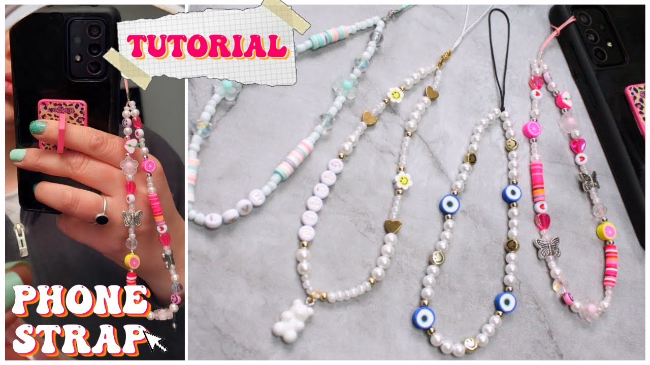 COLGANTE PARA CELULAR ⚡️PHONE STRAP⚡️ como hacer paso a paso🦋 4 ideas 💗