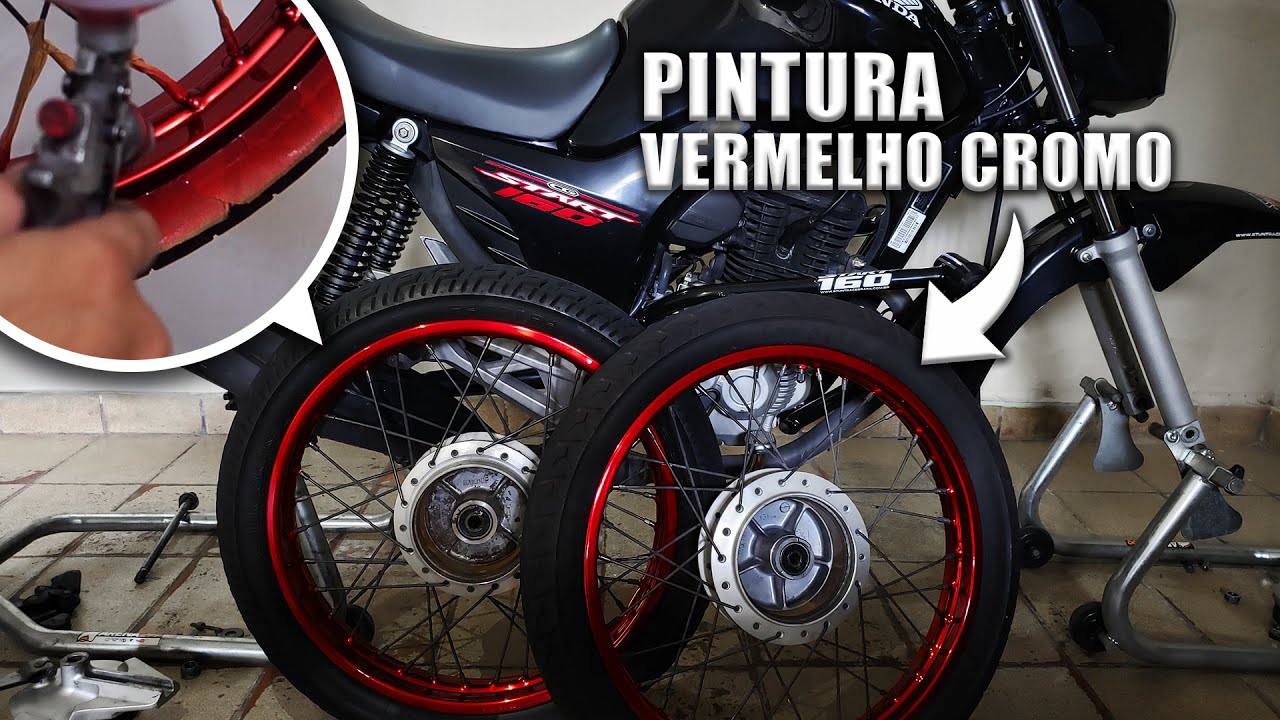 TUTORIAL PINTURA VERMELHO CROMO NAS RODAS ORIGINAIS DA START 160 - NÃO PRECISA DE TINTA CROMO !