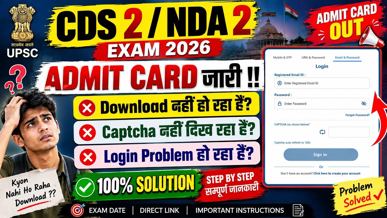UPSC NDA/CDS 2 Admit Card 2026 OUT | UPSC NDA 2 Admit Card 2026 | CDS 2 Admit Card 2026 Download