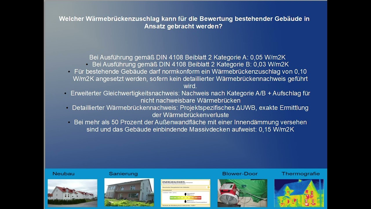 Prüfungsvorbereitung Gebäudeenergieberater Teil 7