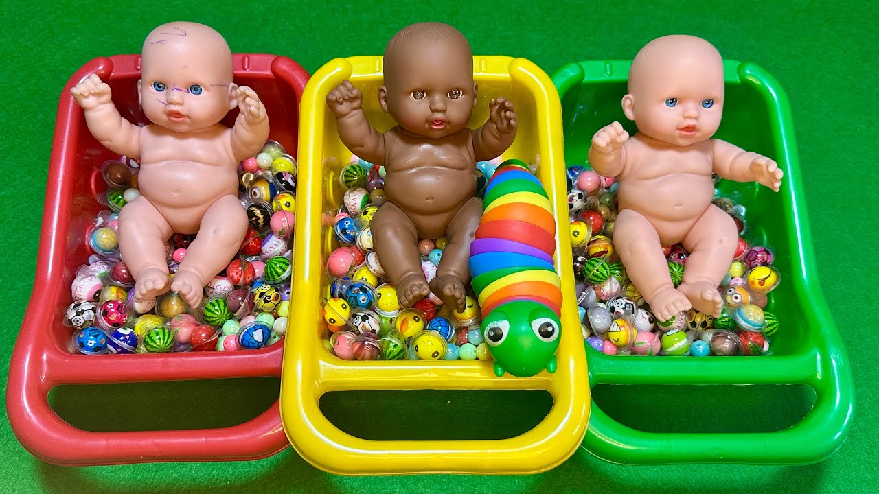 4 Minutes Satisfying - Magic BathTubs & Mixing Candy ASMR with M&Ms, Slime, Playdoh Big Video 