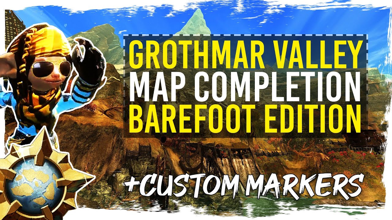 Guild Wars 2 - Grothmar Valley Map Completion (Minimum-Mastery) with Custom Markers