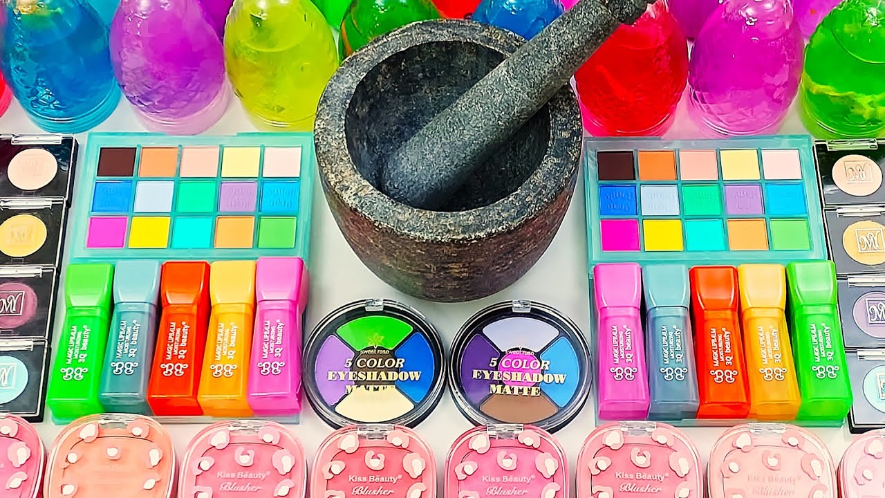 Satisfying Video Making Eyeshadow Slime Mixing Stress Ball Random Things into Slime Studio ASMR 💖 #1