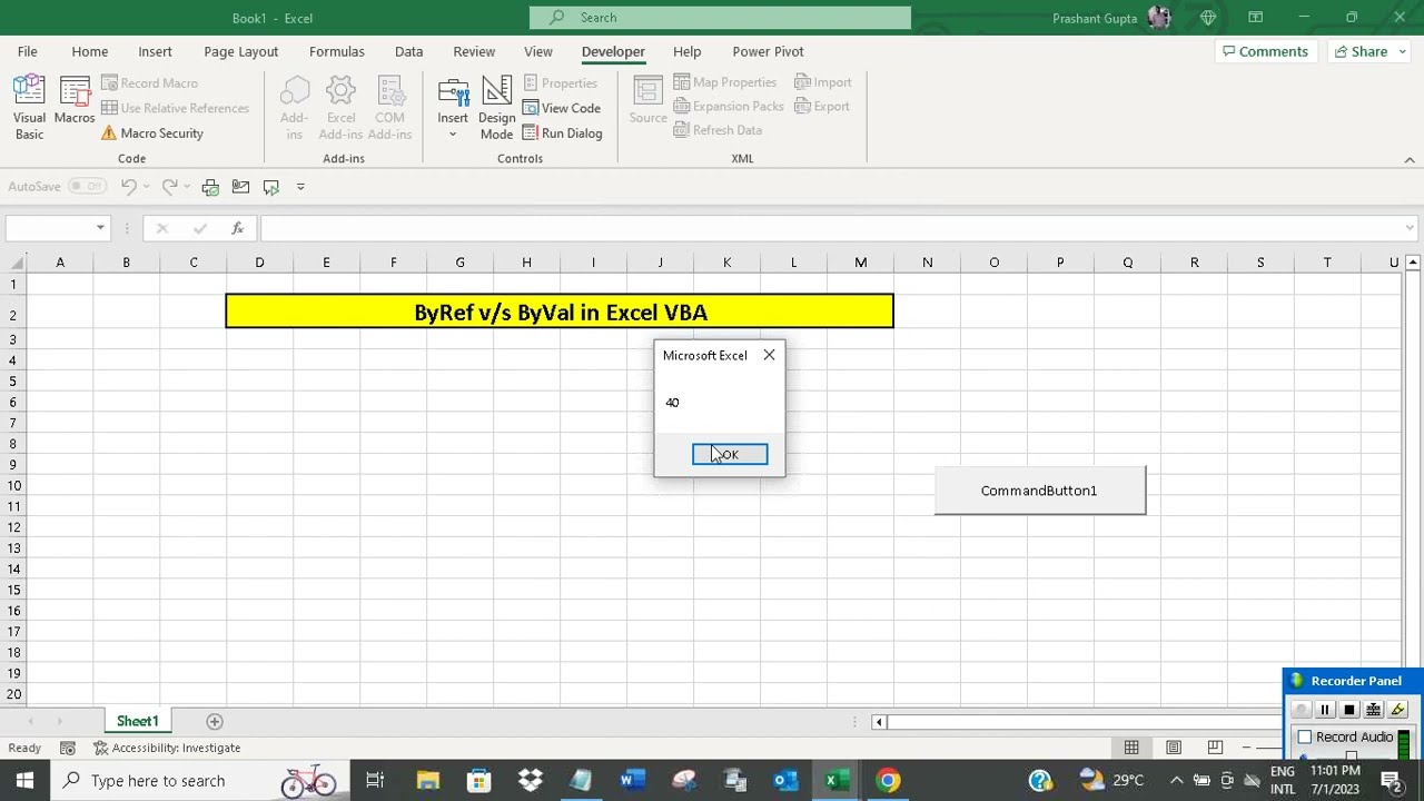 ByRef v/s ByVal in Excel VBA