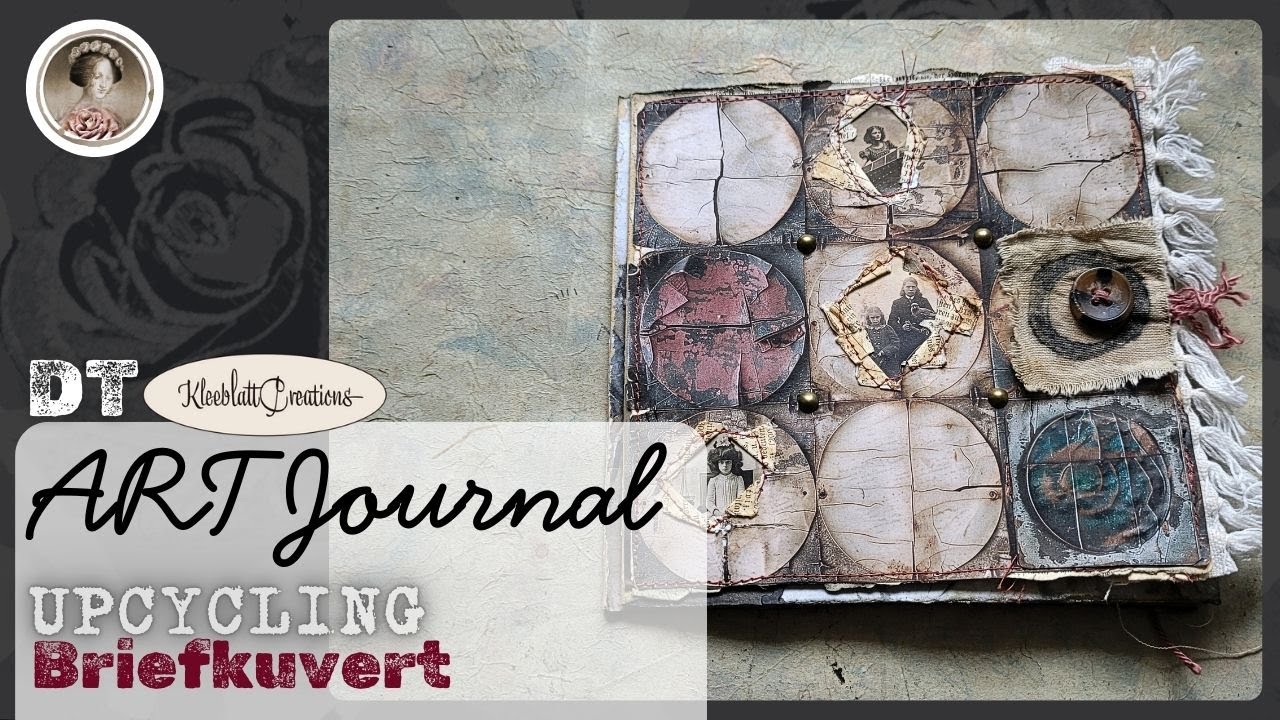 Grungy Mini ART JOURNAL Akkordeon aus einem Briefkuvert ✤ DTP@KleeblattCreations