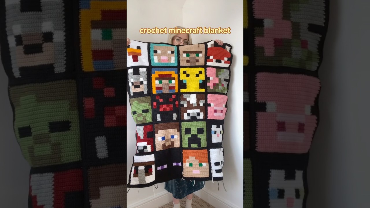 this was so fun to make! #crochetpatterns #crochet #blanket #minecraft #gaming #cozygaming