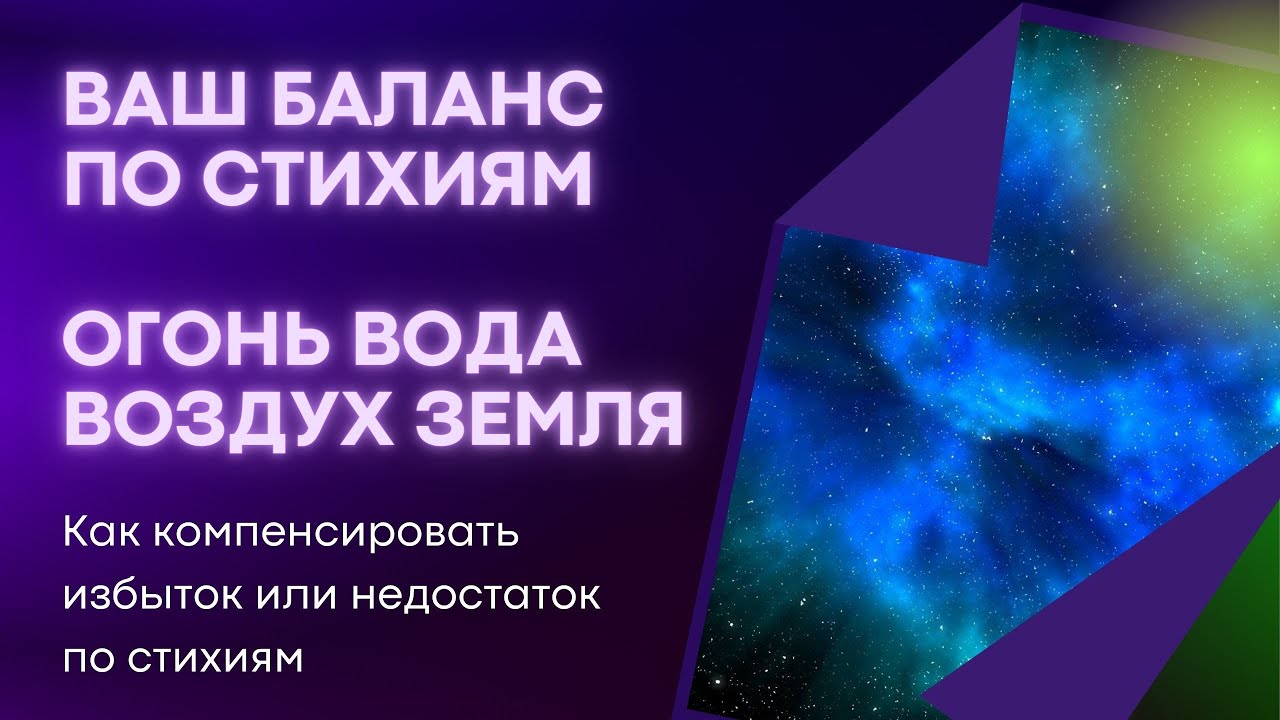 БАЛАНС СТИХИЙ в Вашей Натальной Карте. Как Вы постигаете мир через избыток или недостаток стихии.