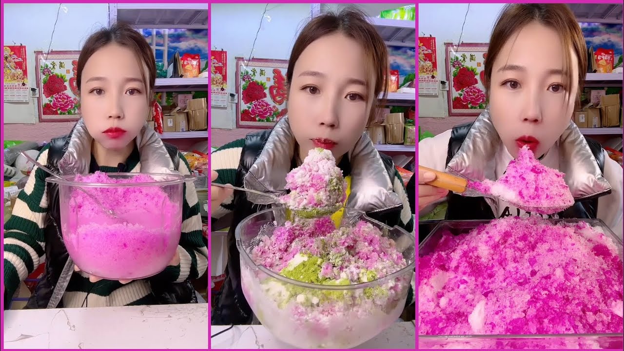 QIAN || ICE EATING ASMR || [PINK EDITION] || new video- oct 24🌸