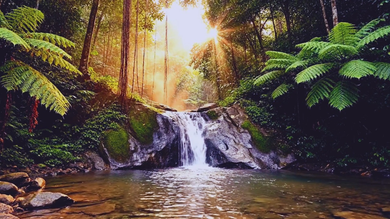 Beautiful Tropical Waterfall & Jungle Sounds – Deep Relaxation Nature Video