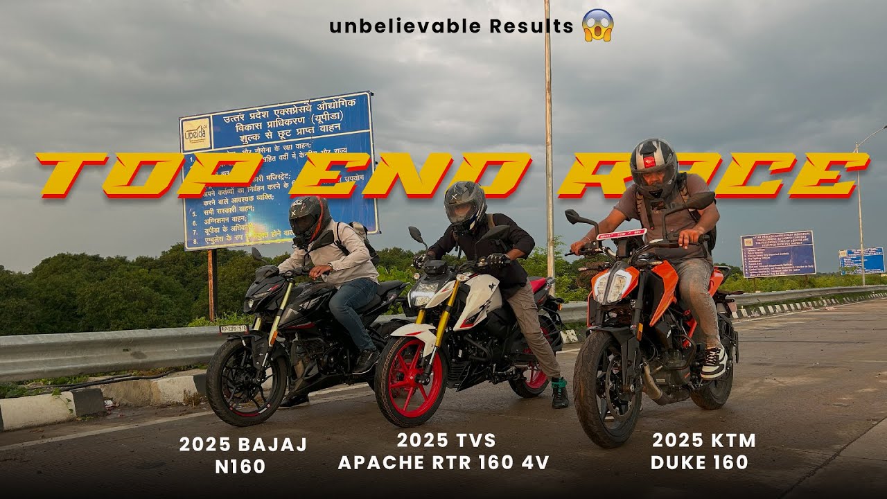 2025 KTM Duke 160 vs  Apache RTR 160 vs Bajaj N160 | Triple Battle | Top End Race | Must watch