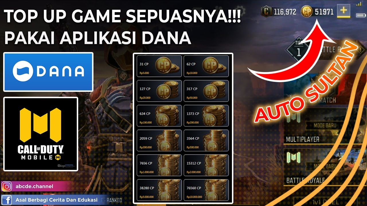 Cara TOP UP CP (COD POINT) Call Of Duty Mobile Pakai Aplikasi Dana