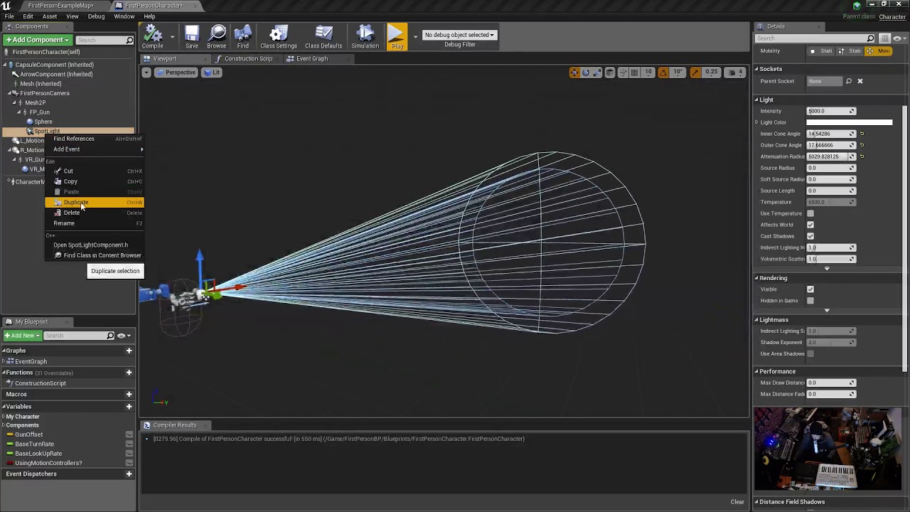 Unreal Engine 4 - Adding A Realistic And Smooth flashlight