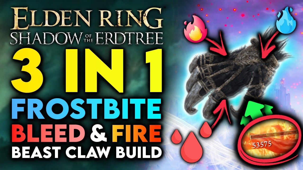 Elden Ring - 3 in 1 Frostbite Beast Claw Build w Bleed & Fire! Amazing Shadow Of The Erdtree Build