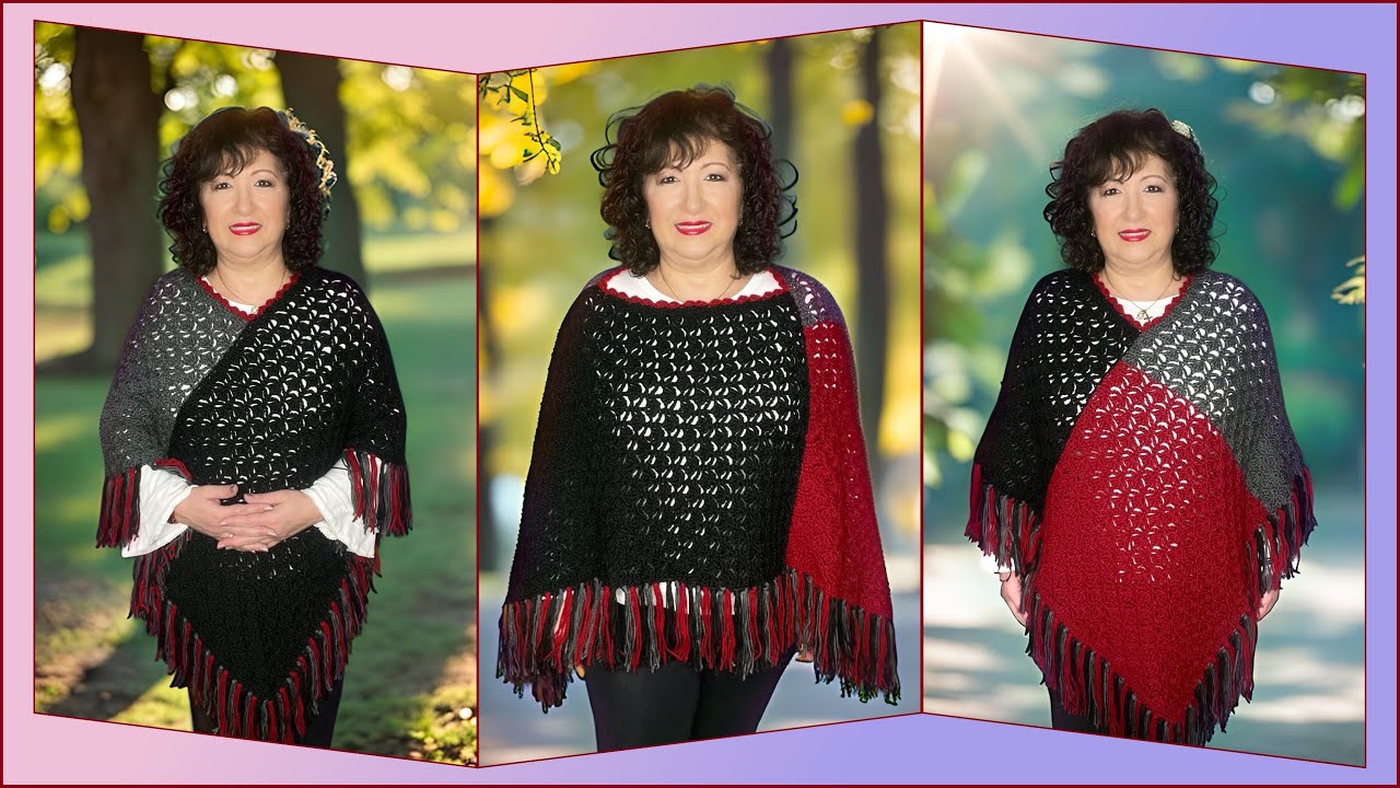 Cómo Hacer un PONCHO En CROCHET con 2 RECTANGULOS (Poncho Carmencita)