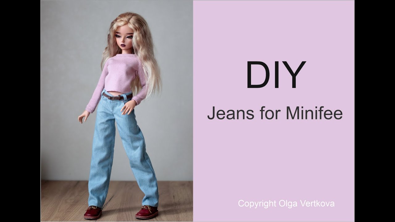 DIY Jeans for doll BJD Minifee. Джинсы для Минифи