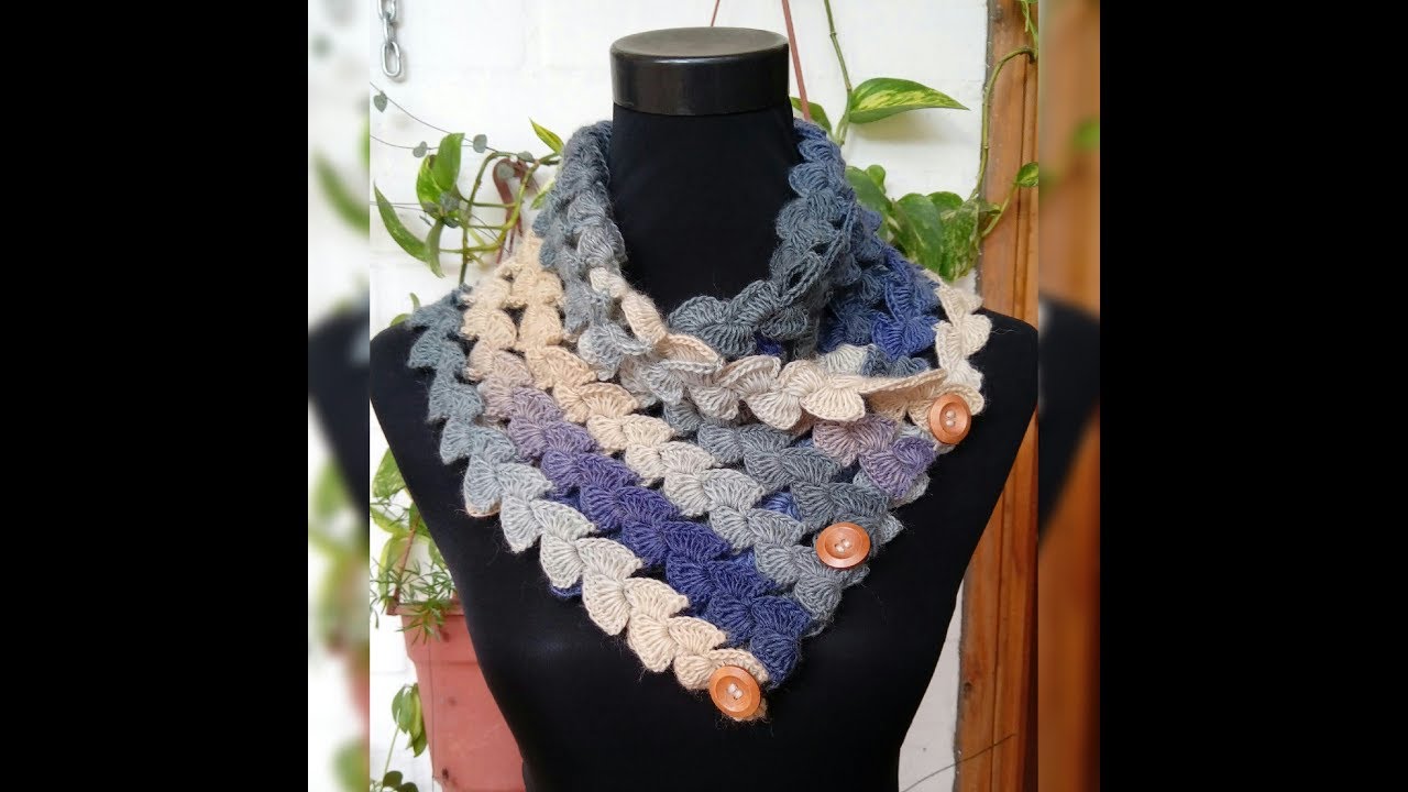CUELLO TEJIDO EN PUNTO FANTASÍA A CROCHET