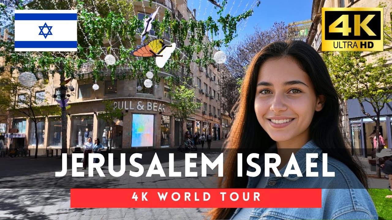 Israel walking tour - 3 hours Jerusalem downtown walk 4k 60fps