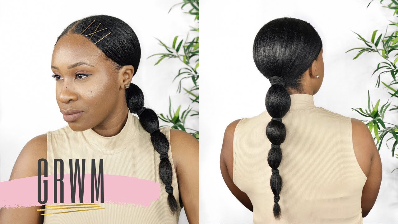 GET READY WITH ME! NATURAL GLAM + CHIC PONYTAIL | RELAXED HAIR