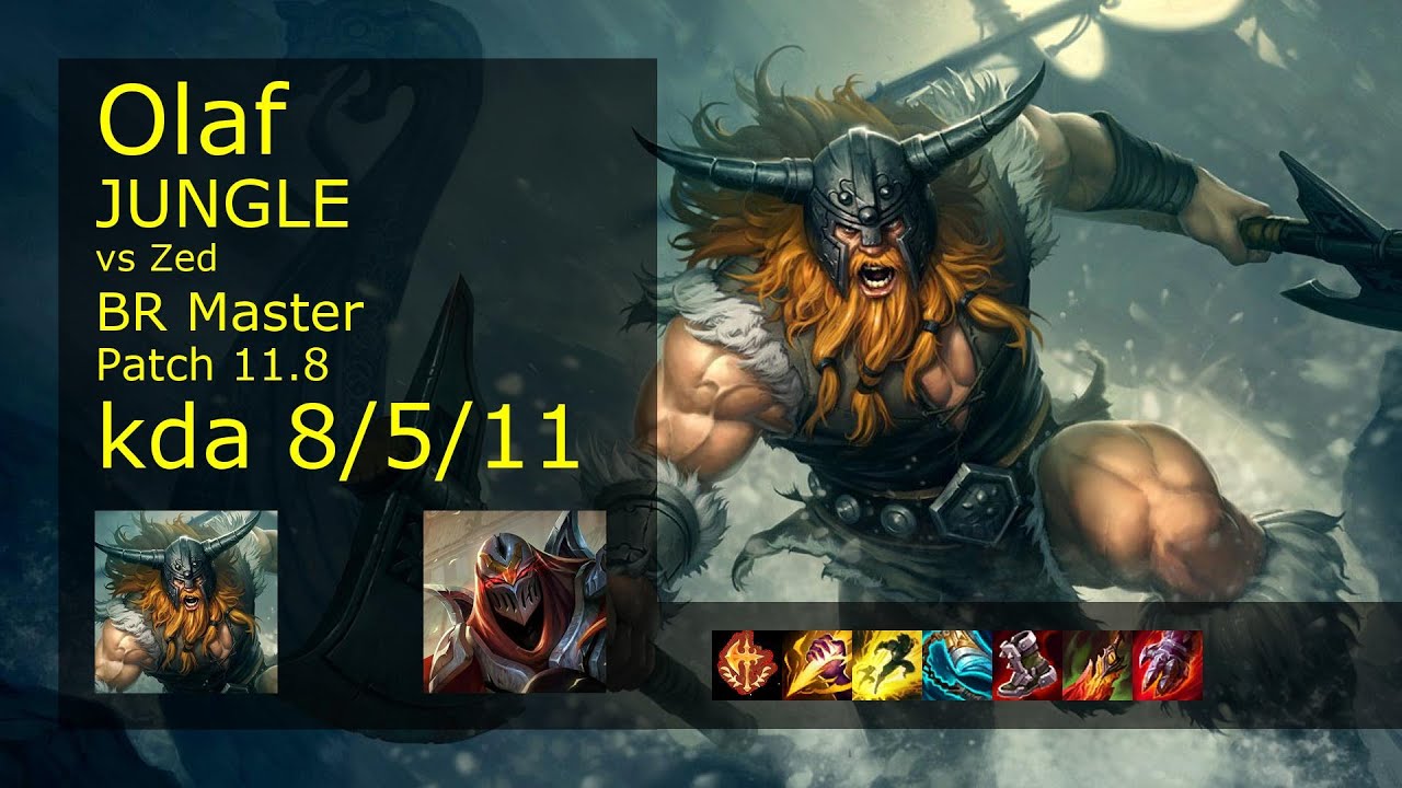 Olaf vs Zed Jungle - BR Master 8/5/11 Patch 11.8 Gameplay
