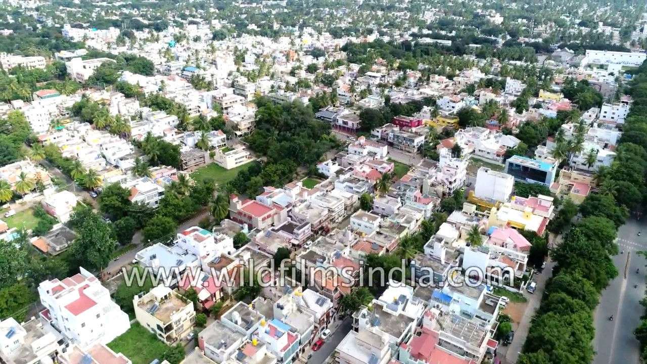 Mysore city stretching away as far as the eye can see: aerial view