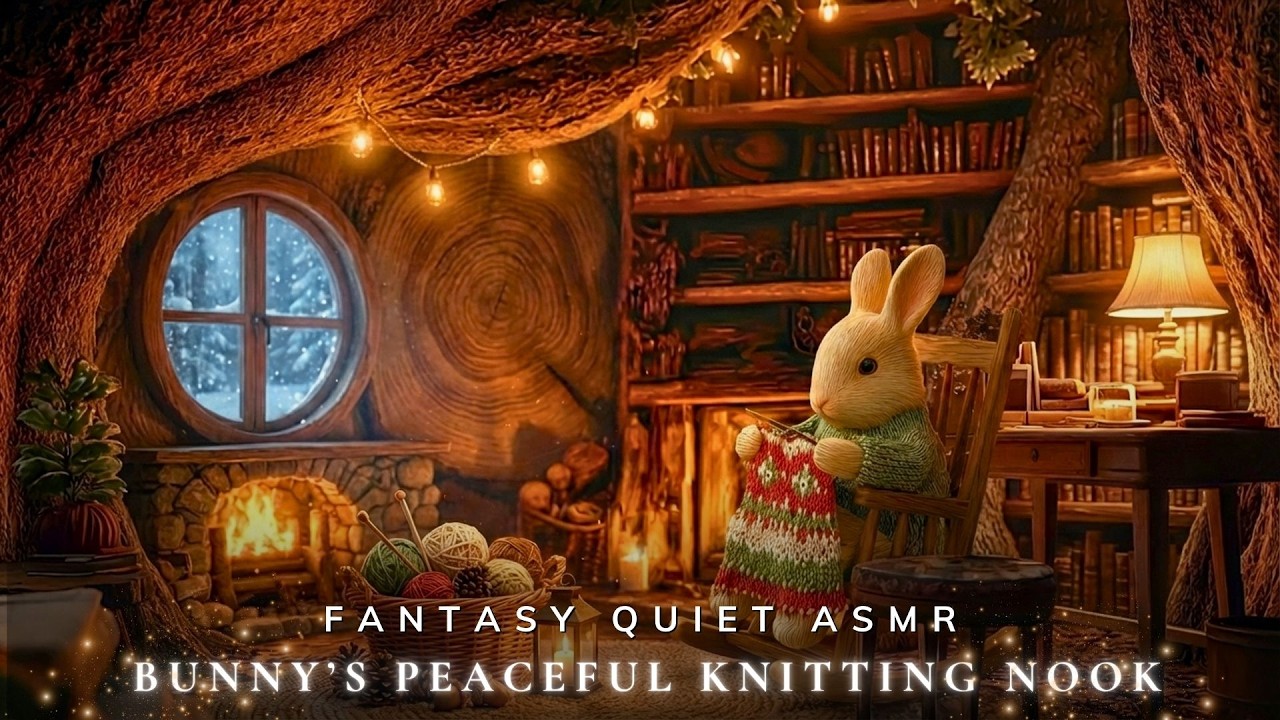 Bunny’s Peaceful Knitting Nook 🔥 Soft Piano & ASMR Fireplace | Cozy Ambience for Study, Calm & Rest
