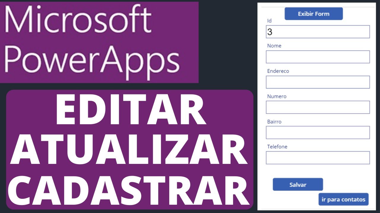 Cadastrar, Editar, Atualizar Aplicativo no Power Apps do Zero | Unico Form para Cadastro e Atualizar