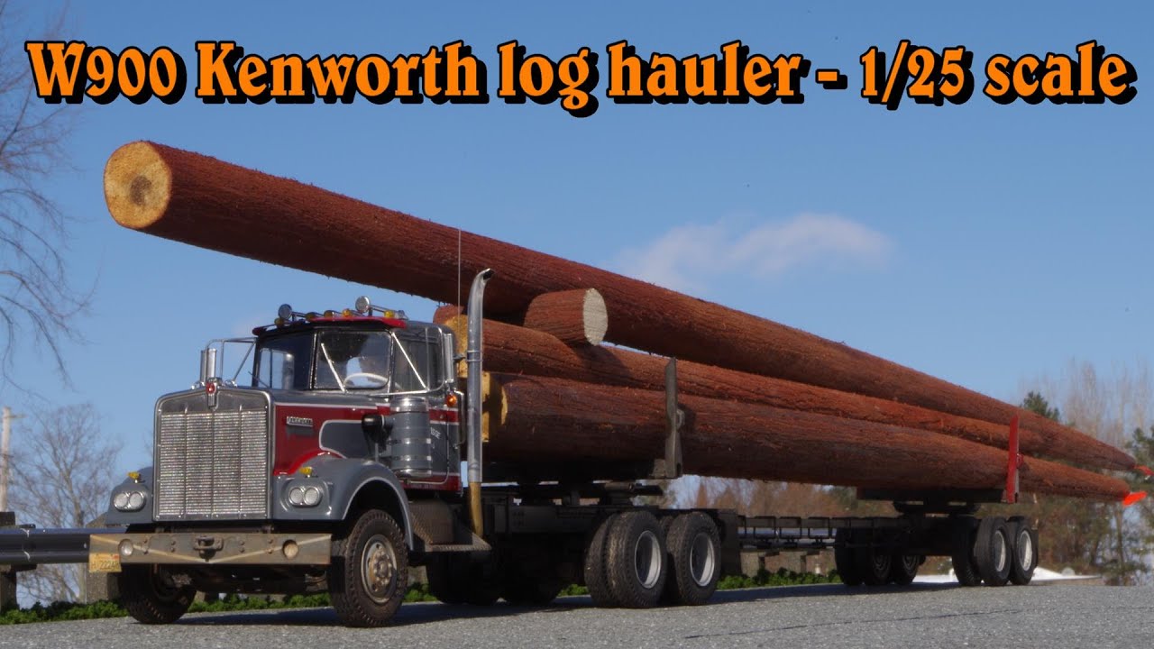 W900 Kenworth logging truck - looking back at a 1/25 scale model inspired by one photo
