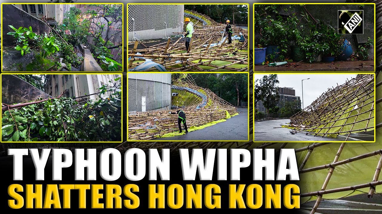 Typhoon Wipha dismantles Hong Kong, heavy rain & strong winds topples trees, destroys scaffolding
