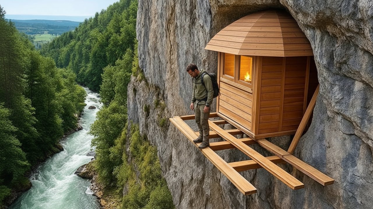TIMELAPSE Building A Secret Shelter Hidden Inside a Dangerous Cliff / From Start To Finish