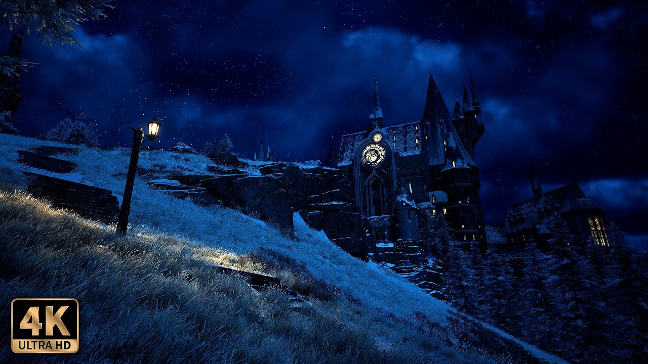 Harry Potter | Late Night Snowstorm at Hogwarts | Ambience for Sleep and Relaxation