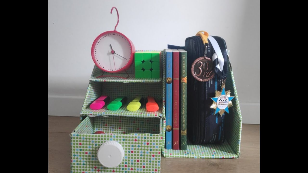 How to make a Desk Organizer (best out of waste project) step by step tutorial - DoItYourself