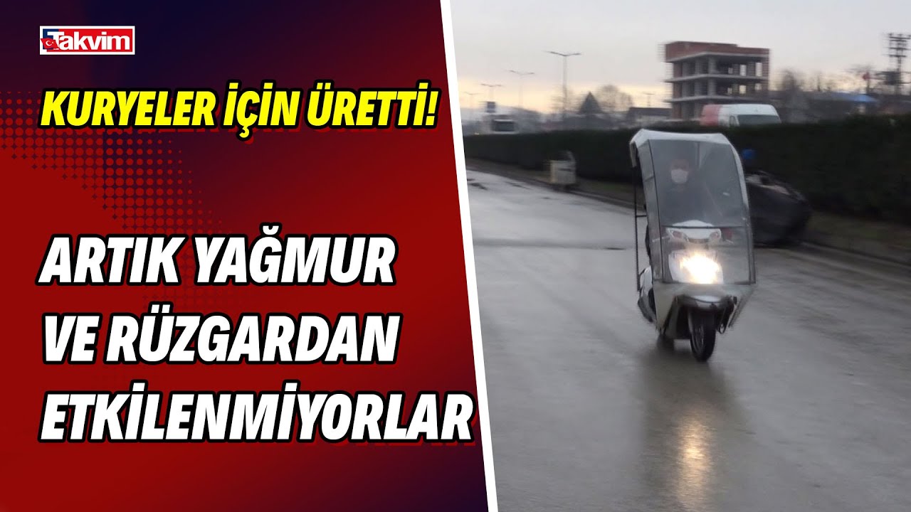 Kuryeleri koruyan motosiklet kabini üretti! 