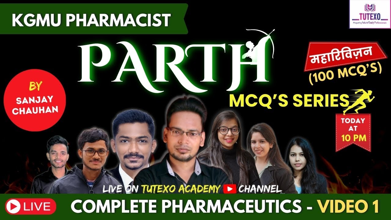 KGMU PHARMACIST MCQS PARTH SERIES VIDEO 1 PHARMACEUTICS MCQ 