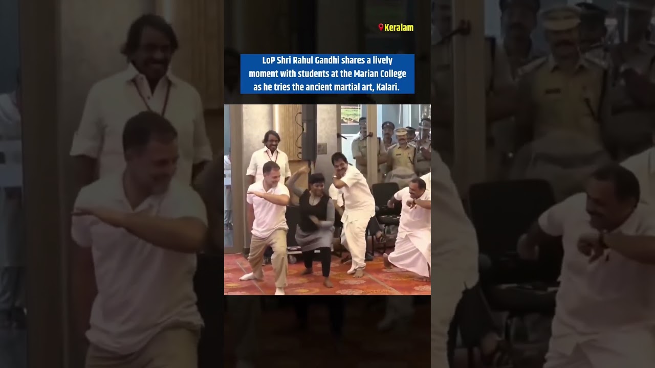 Rahul Gandhi tries the ancient martial art, Kalari | Marian College | Keralam
