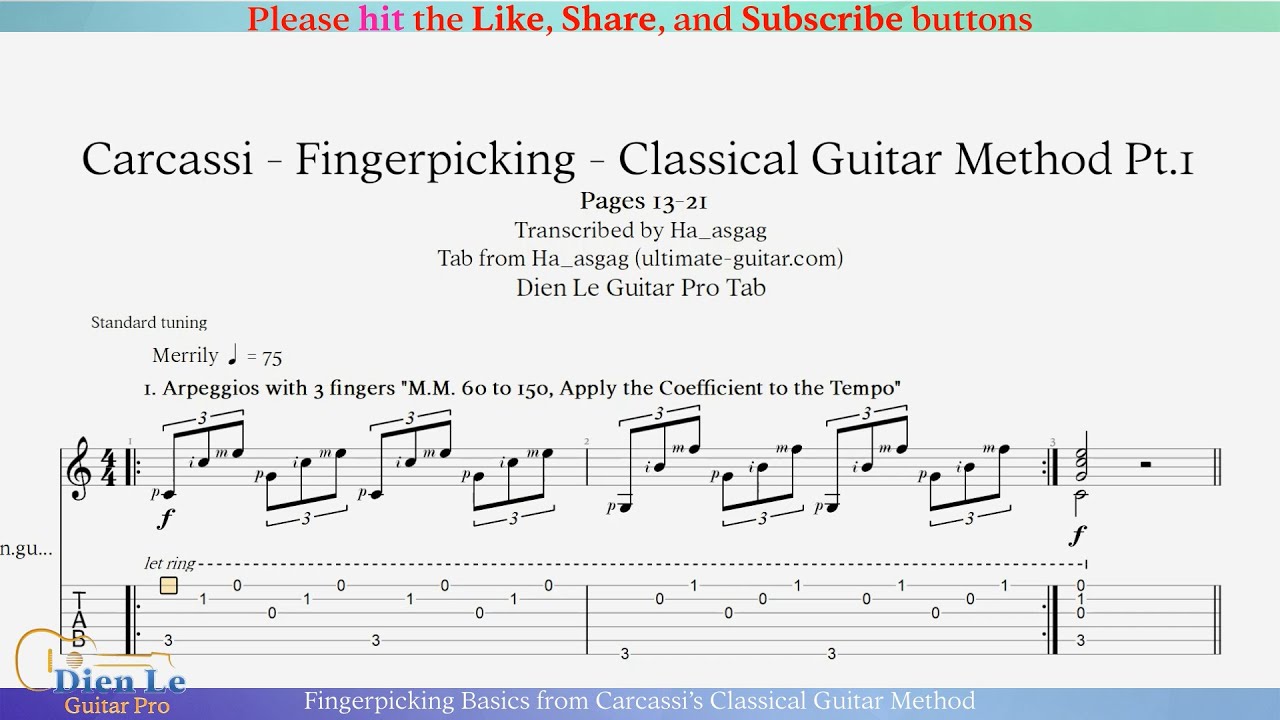 Fingerpicking Basics from Carcassi&rsquo;s Classical Guitar Method