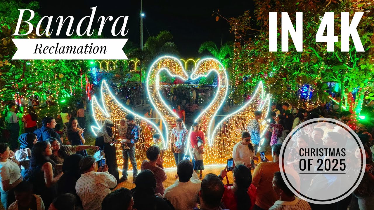 Bandra Reclamation Mumbai 4K | Christmas Lights Paradise Walk | Dec 25, 2025
