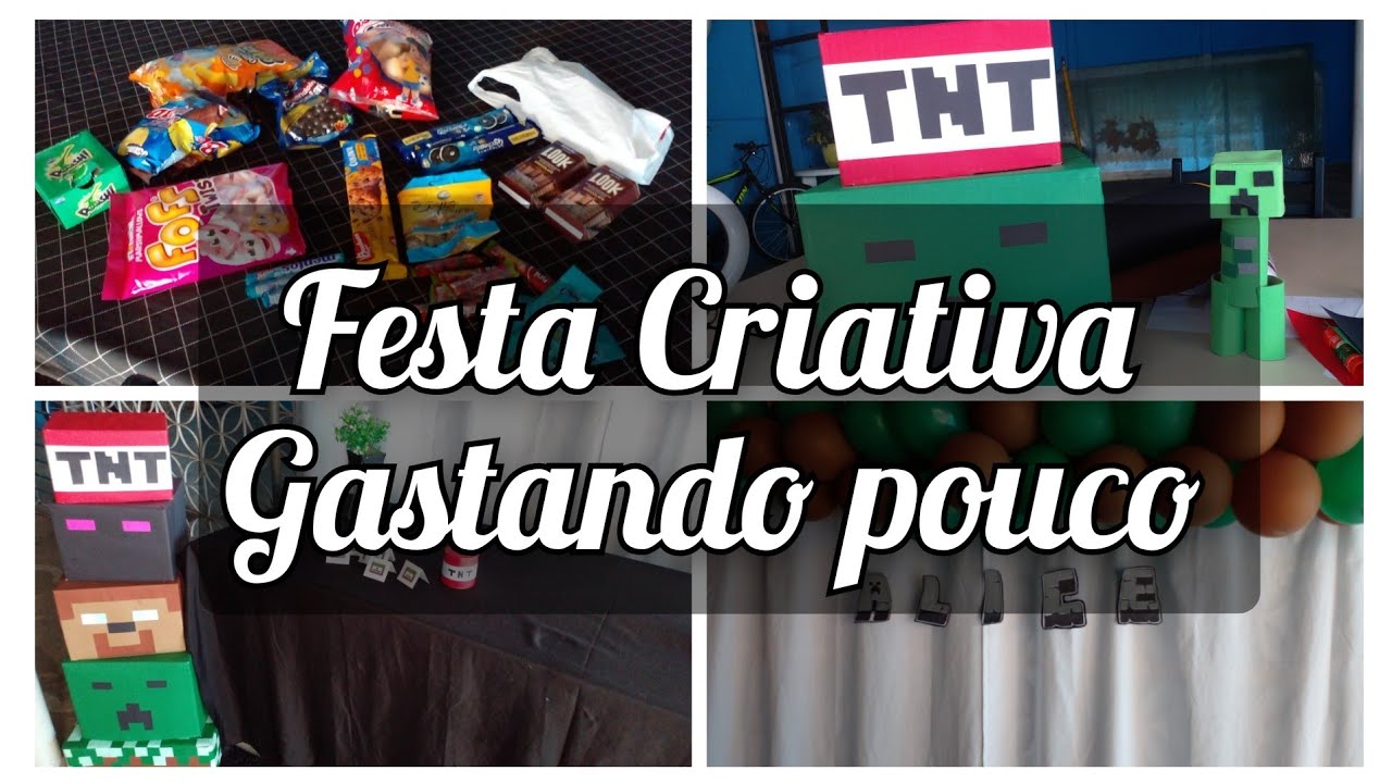 Festa Criativa - Gastando pouco! #façavocêmesmo #festainfantil #minecraft #criatividade